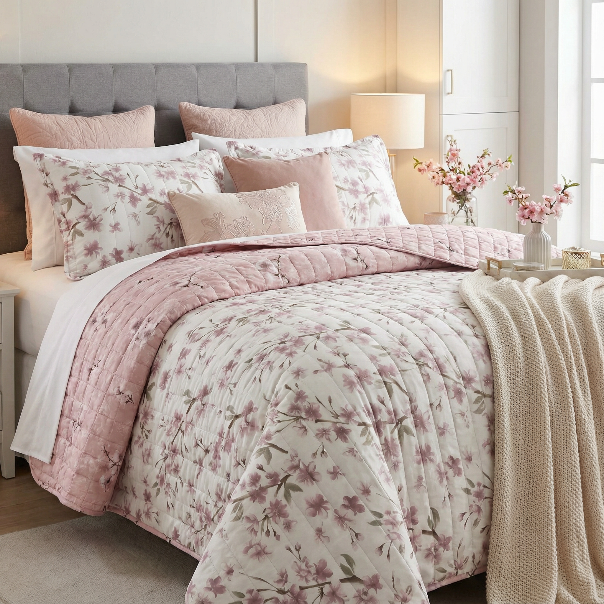 HooshaAI_2025_12_07_201330 روتختی بندری طرح گل بنفش کد807 - Image 1