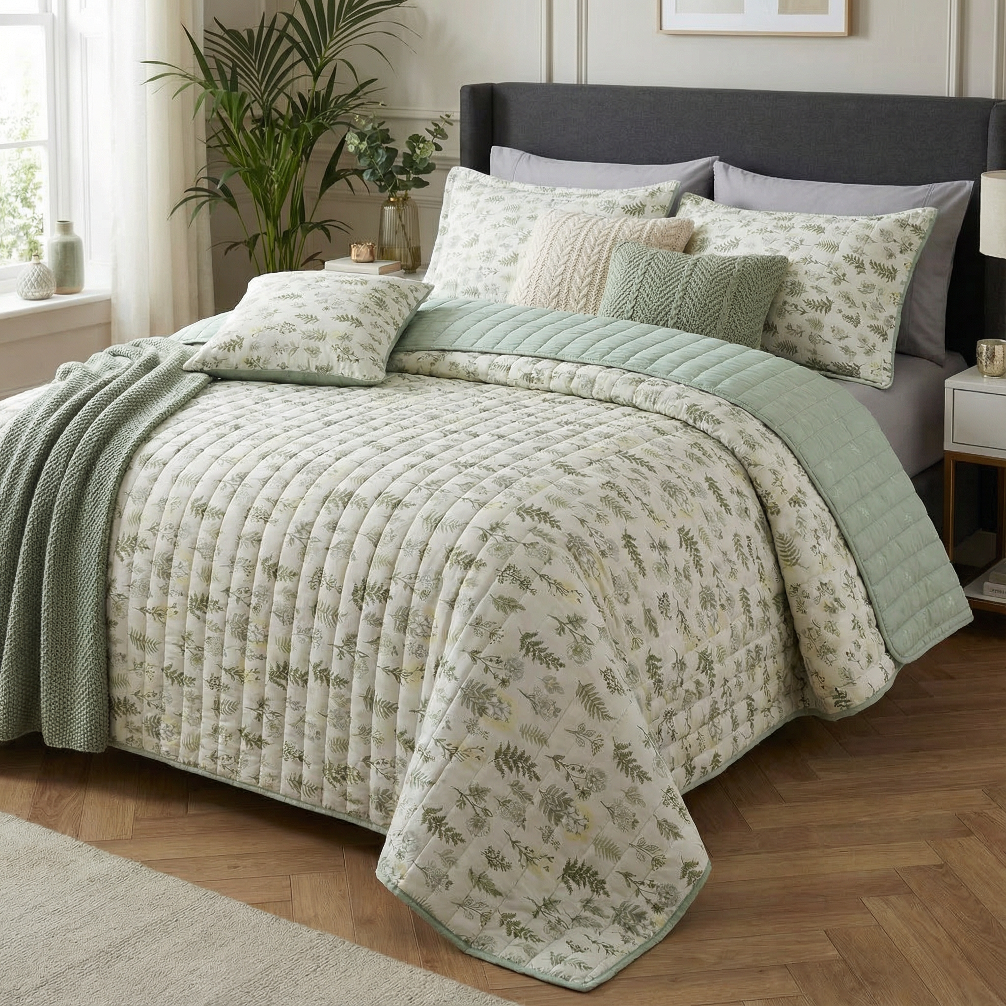 HooshaAI_2025_12_08_130045 روتختی بندری طرح گل سبز کد801 - Image 1