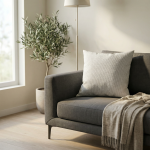 کوسن مخمل پرزدار کرم کد712